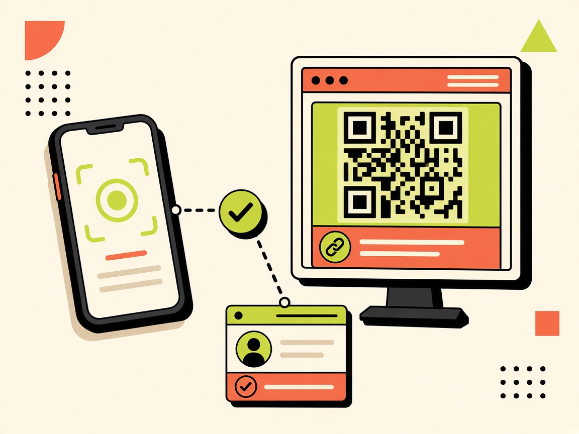 Phone scanning a WhatsApp QR code to link a shared desk