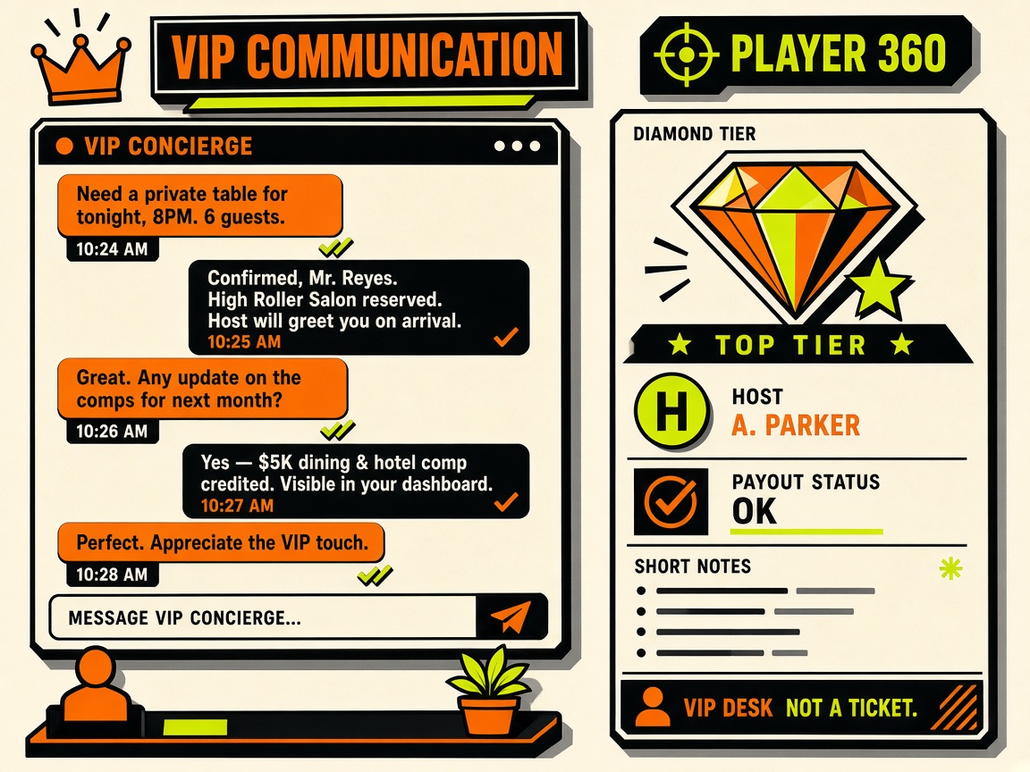 VIP chat thread beside Player 360 context panel